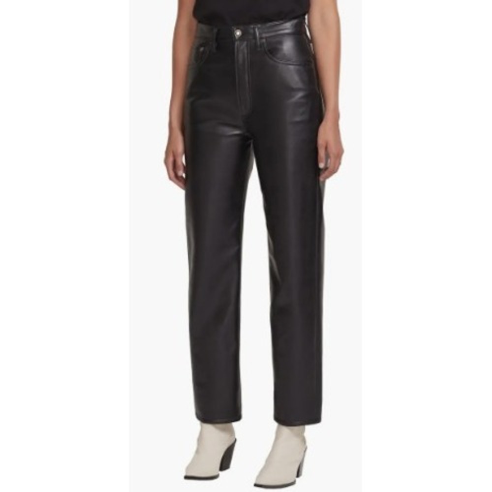 AGOLDE Recycled Leather 90's Pinch Waist Pants Black Size 30 Straight High Rise